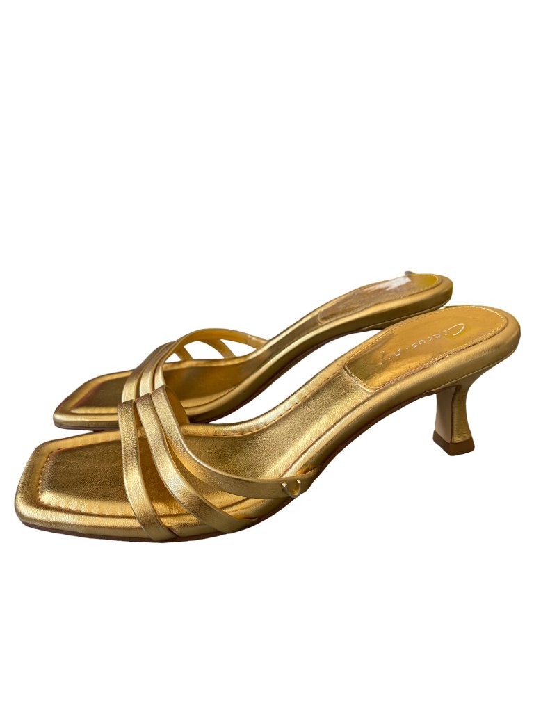 Circus Ny Womens Cecily Cushioned Strappy Kitten Heel Gold Size 6.5 Defected — image 2 of 5